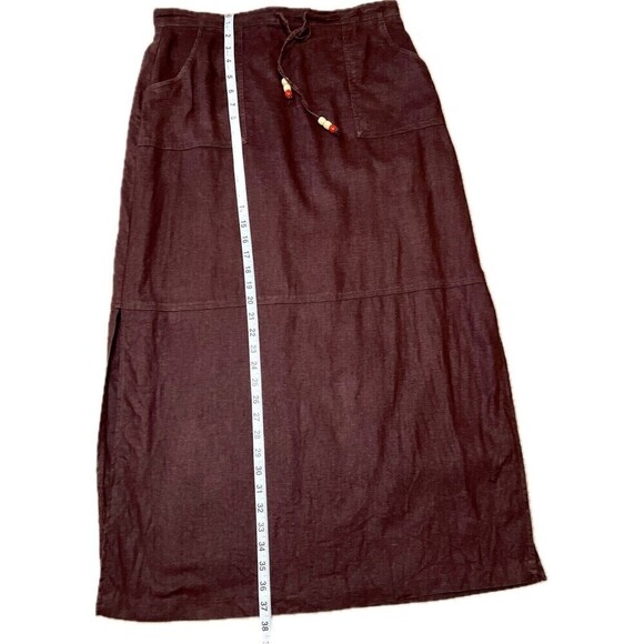 Giorgio Fiorlini Y2k Maxi Skirt Women's Size 14 Brown Linen Blend Boho 90's‎ - Picture 9 of 11